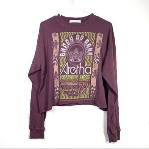 DAYDREAMER Aretha Franklin Queen of Soul Long Sleeve Band Tee XS Purple
